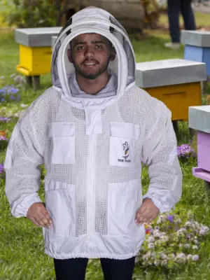 3 Layers Ultra Breeze Ventilated Beekeeping Jacket Men with Fencing Veil