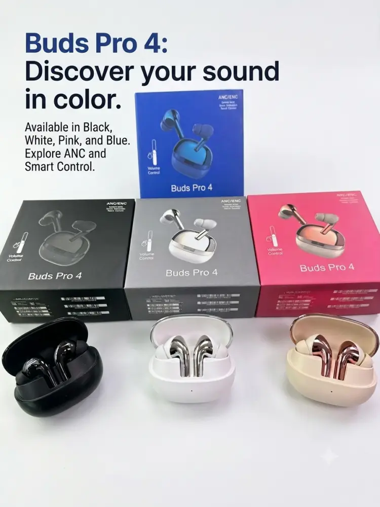 Buds 4 Pro Wireless Earbuds Bluetooth 53 | Type C | ENC | Deep Bass | Touc