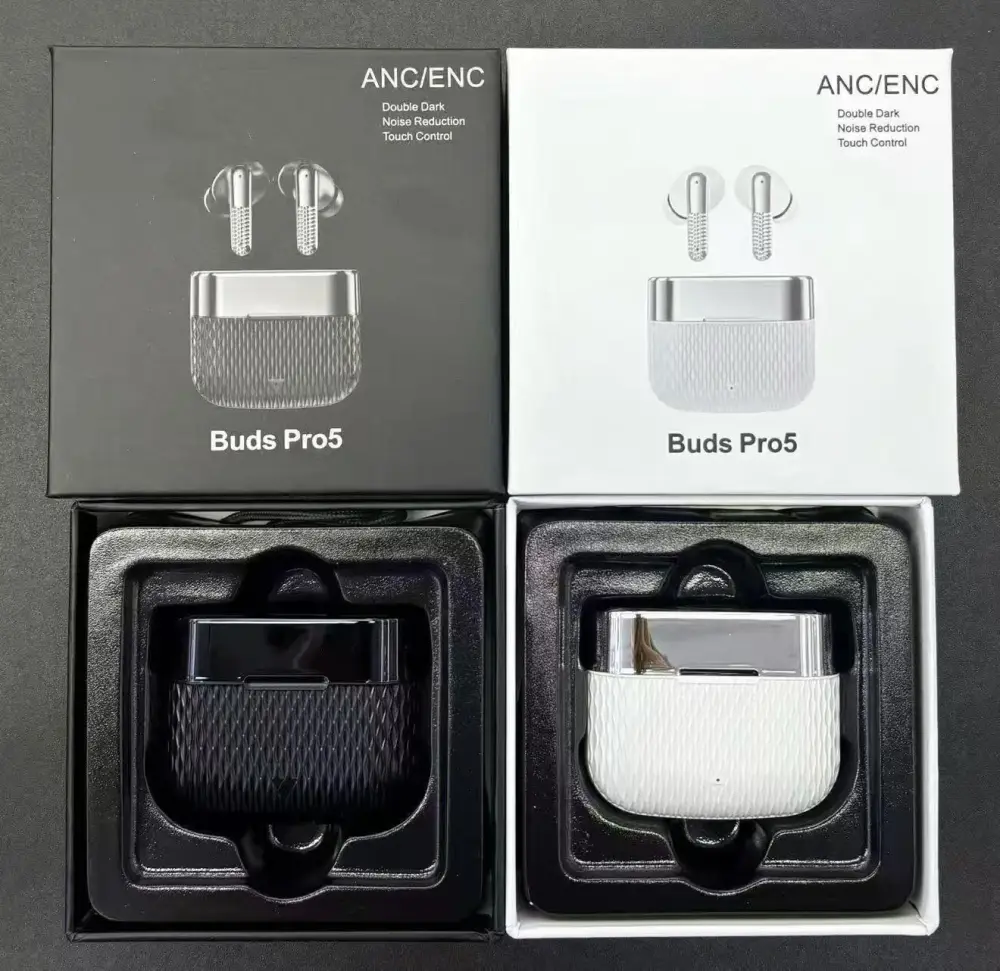 Buds Pro 5 TWS Wireless Earbuds with Metallic Gloss Case & Touch Control