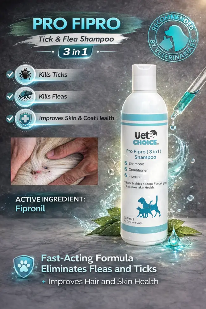 Vet Choice Pro Fipro-Tick & Flea Shampoo for Cats and Dogs 250mL