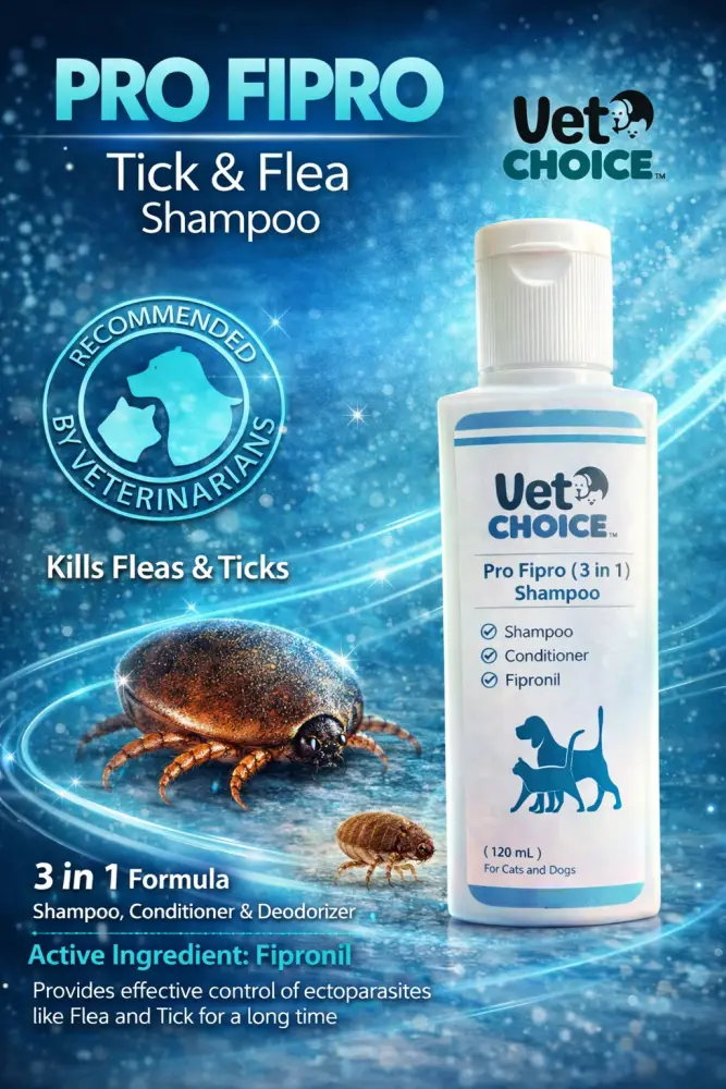 Vet Choice Pro Fipro-Tick & Flea Shampoo for Cats and Dogs 120mL