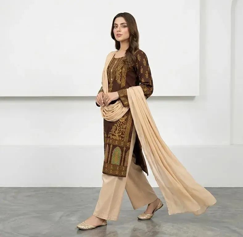 Braun Block Printing Arabic 3 pcs
