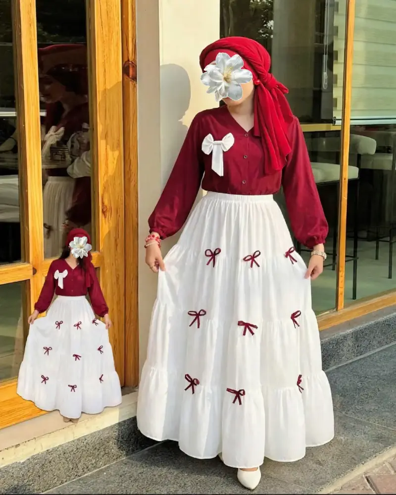 Trendy 2-Piece Western Bow Skirt & Blouse Co-Ord Set