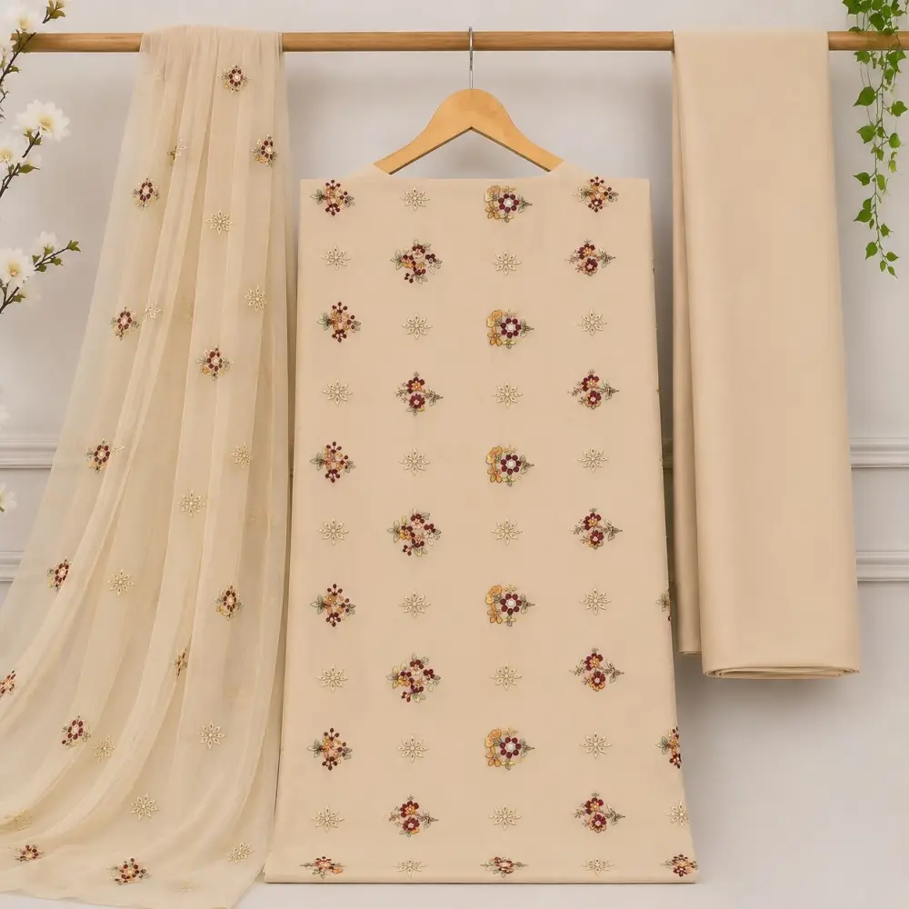 Premium Karandi Motif 3 Piece Suit Beautiful Karandi Motif Design